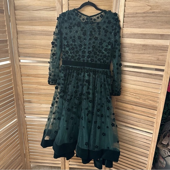 Mac Duggal Embellished Illusion High Neck Long Sleeve Fit & Flare Dress size XL - Picture 4 of 9